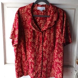 Maggie McNaughton Red Floral Printed size 3X